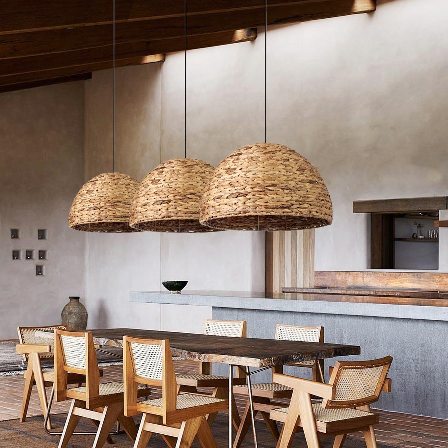 Natural Bowl Farmhouse Coastal Pendant Light