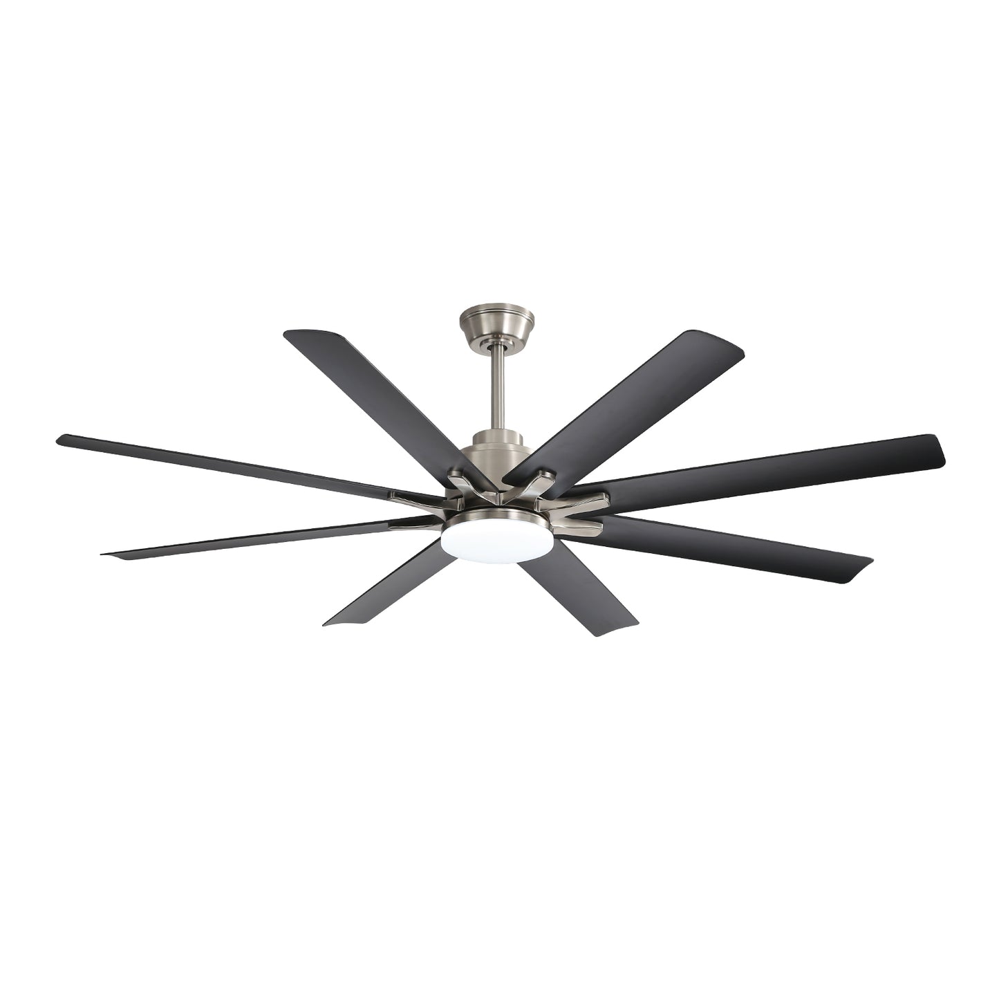 66" Smart Ceiling Fan Light — Brushed Nickel, Black ABS Blades, App & Voice Control