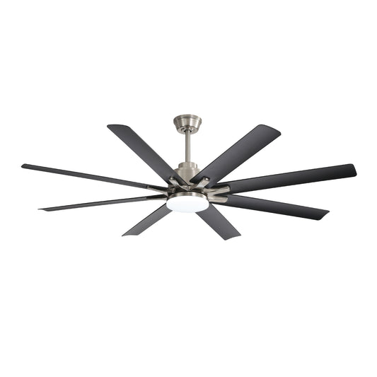 66" Smart Ceiling Fan Light — Brushed Nickel, Black ABS Blades, App & Voice Control