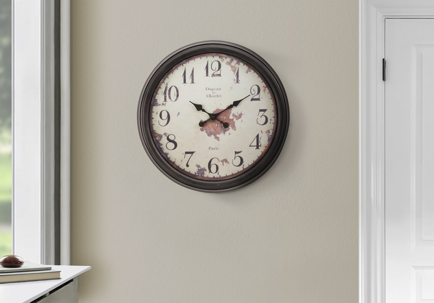 20" Round Wall Clock | Dark Brown Transitional