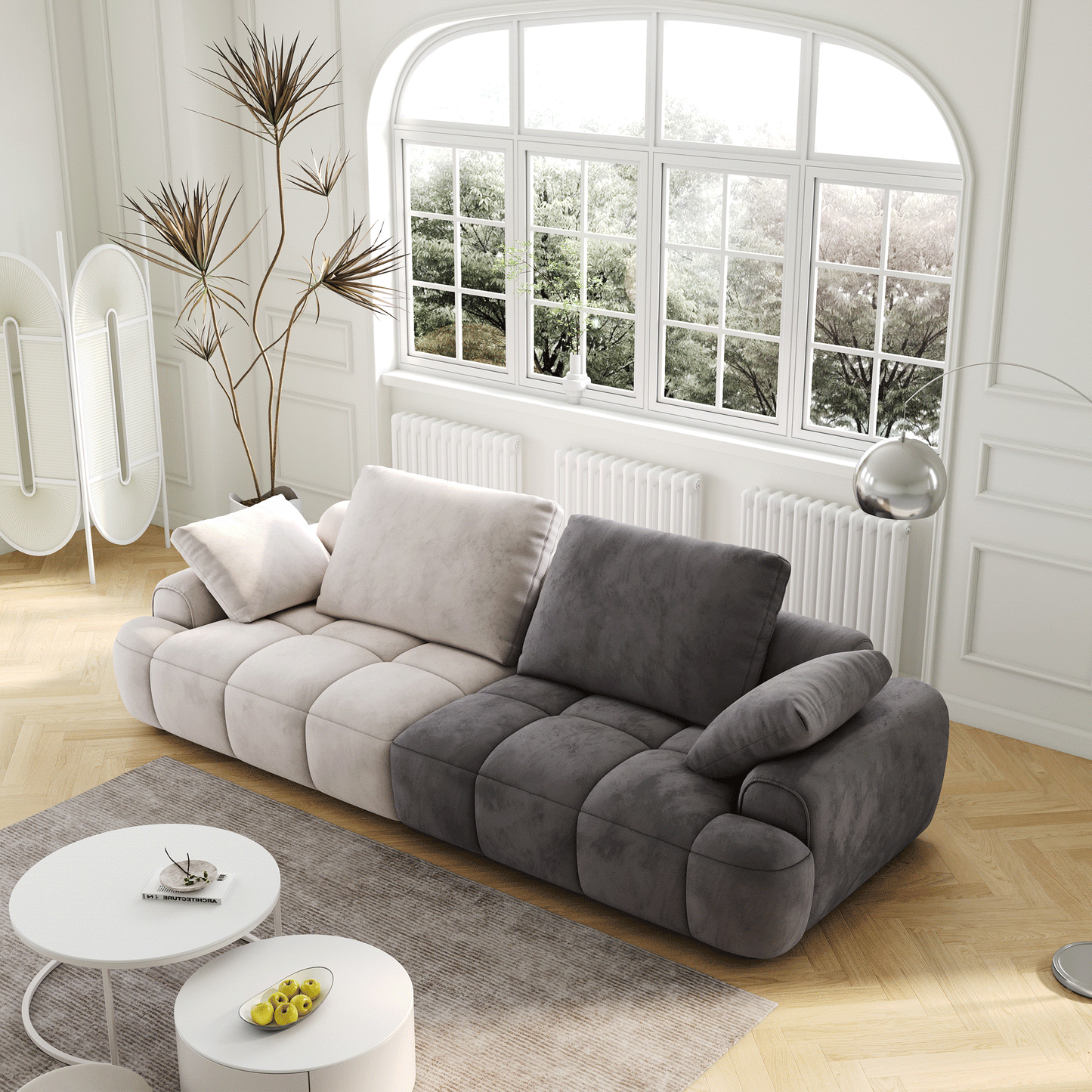 The Dune Sofa — 86" Beige & Grey Sectional