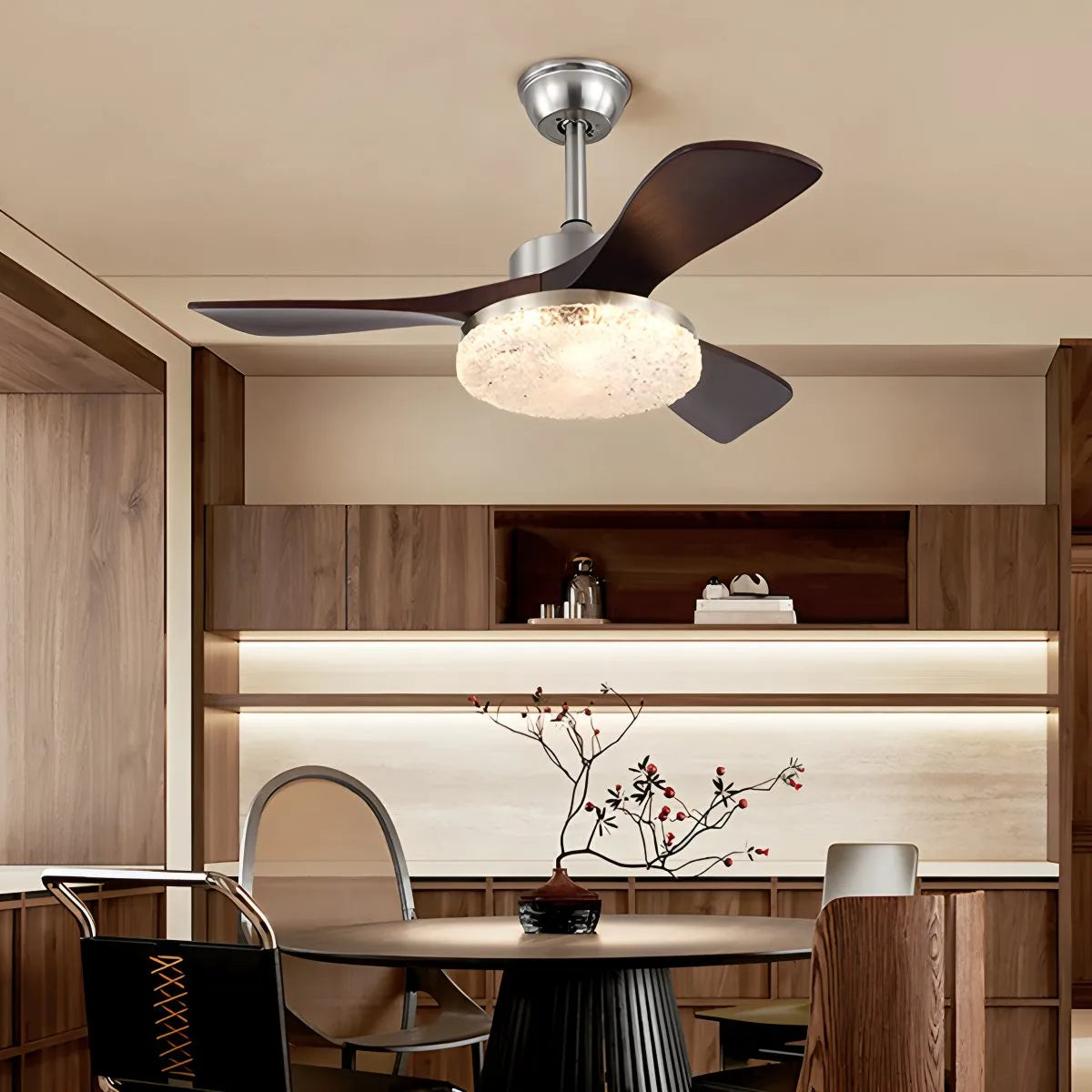 Vintage Luxury Wood Ceiling Fan Light