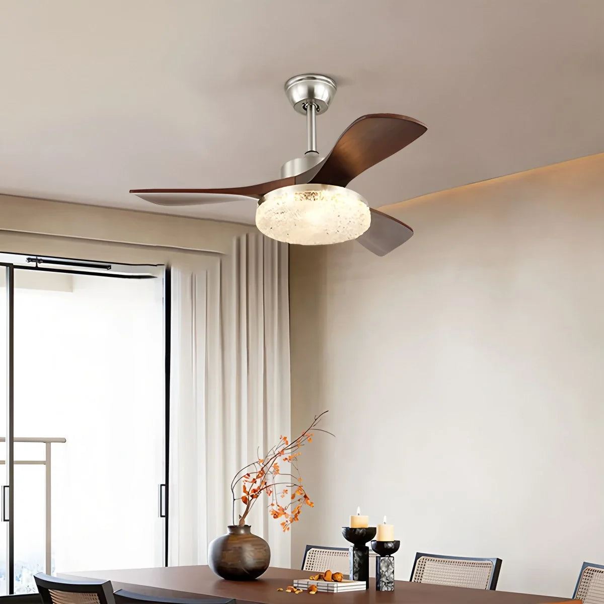 Vintage Luxury Wood Ceiling Fan Light