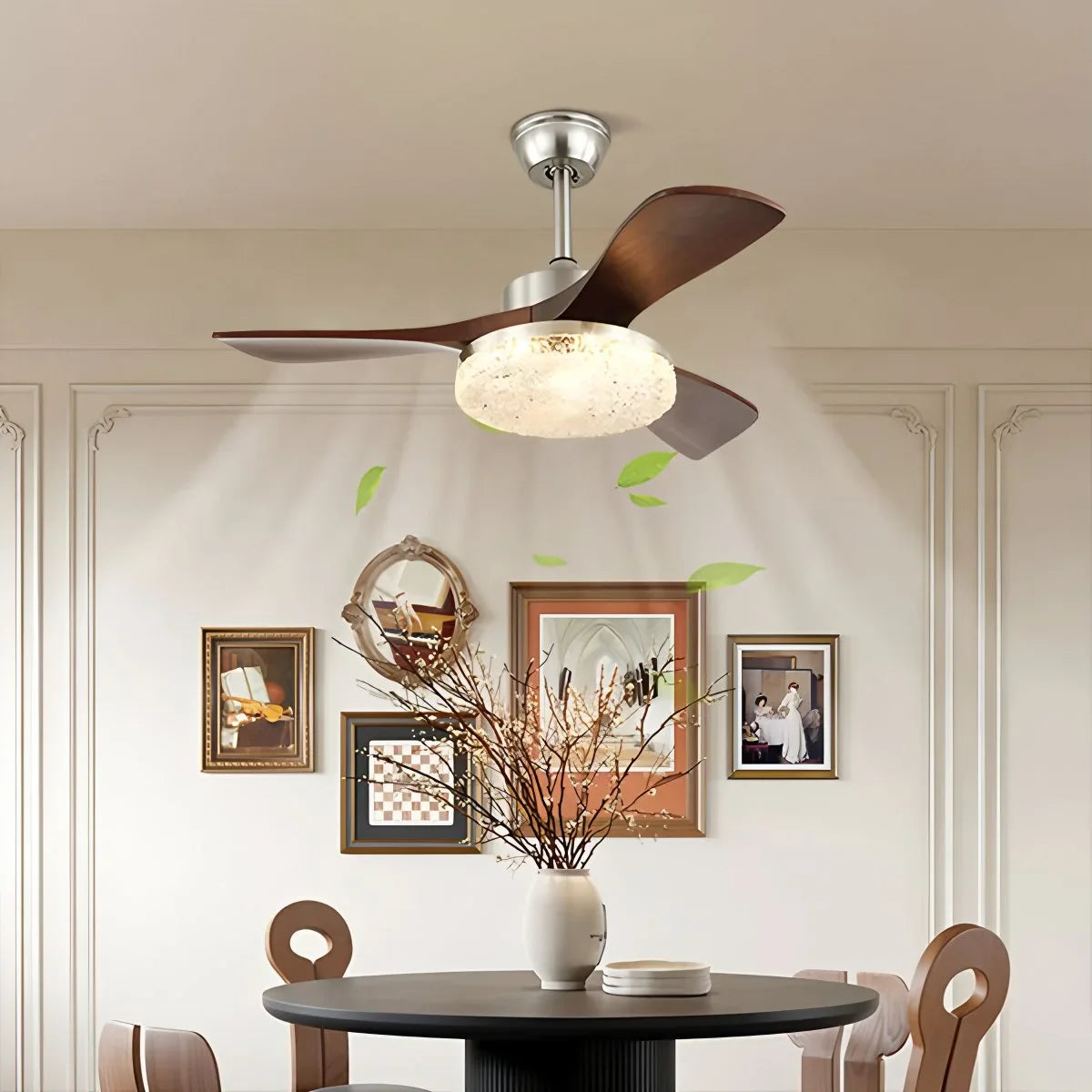 Vintage Luxury Wood Ceiling Fan Light