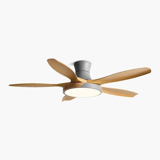 Nordic 5-Blade LED Ceiling Fan — 48"/52", Wood or Walnut Blade