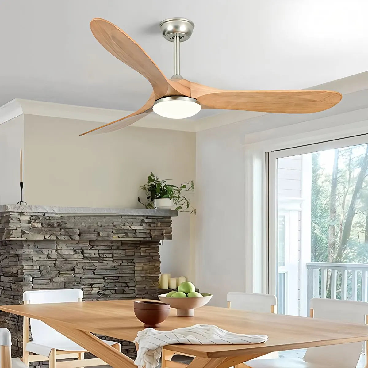 Nordic Wood Ceiling Fan with Light
