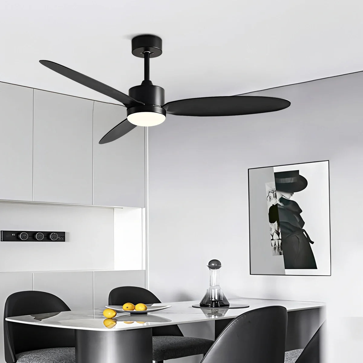 3-Blade Ceiling Fan With Light for Bedroom