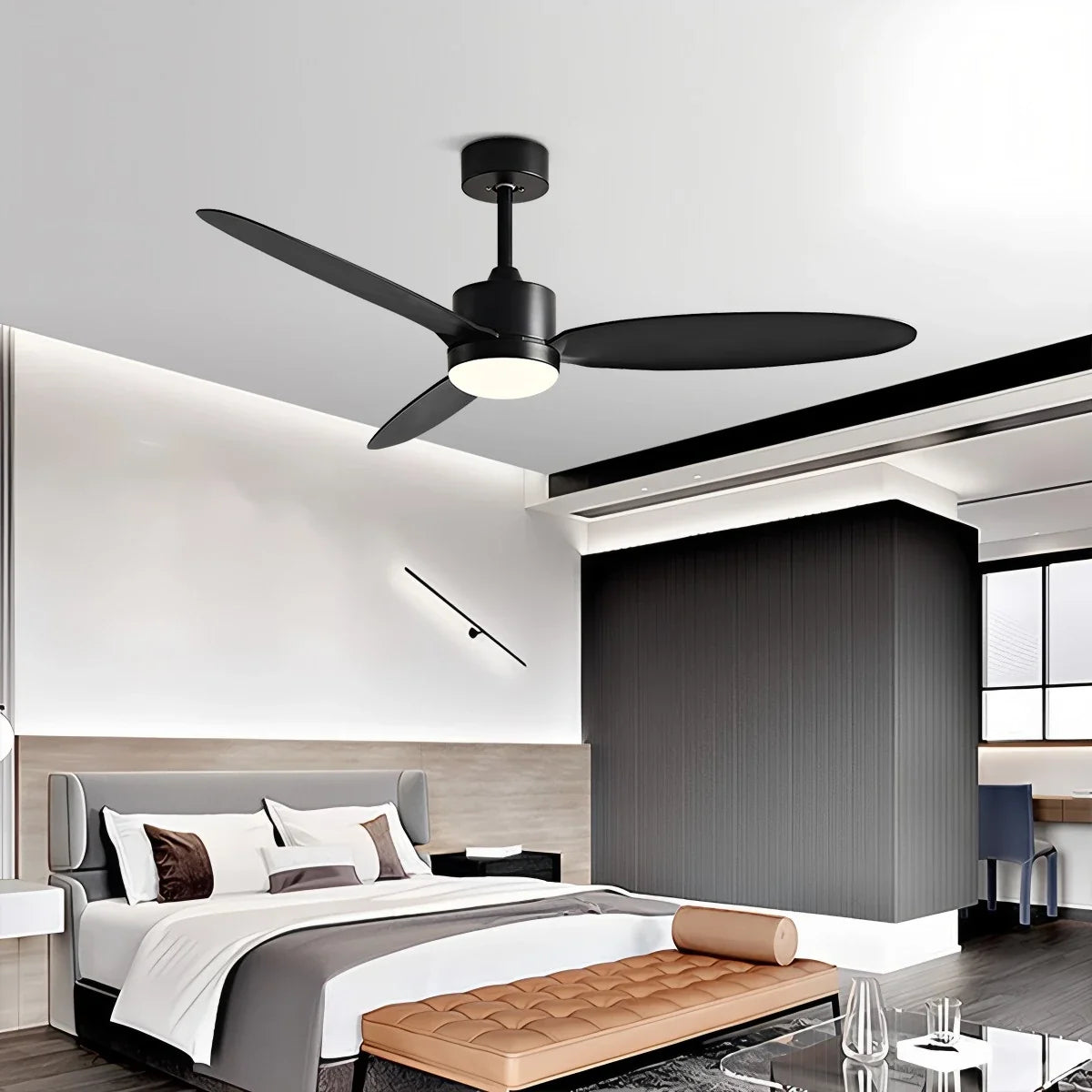 3-Blade Ceiling Fan With Light for Bedroom