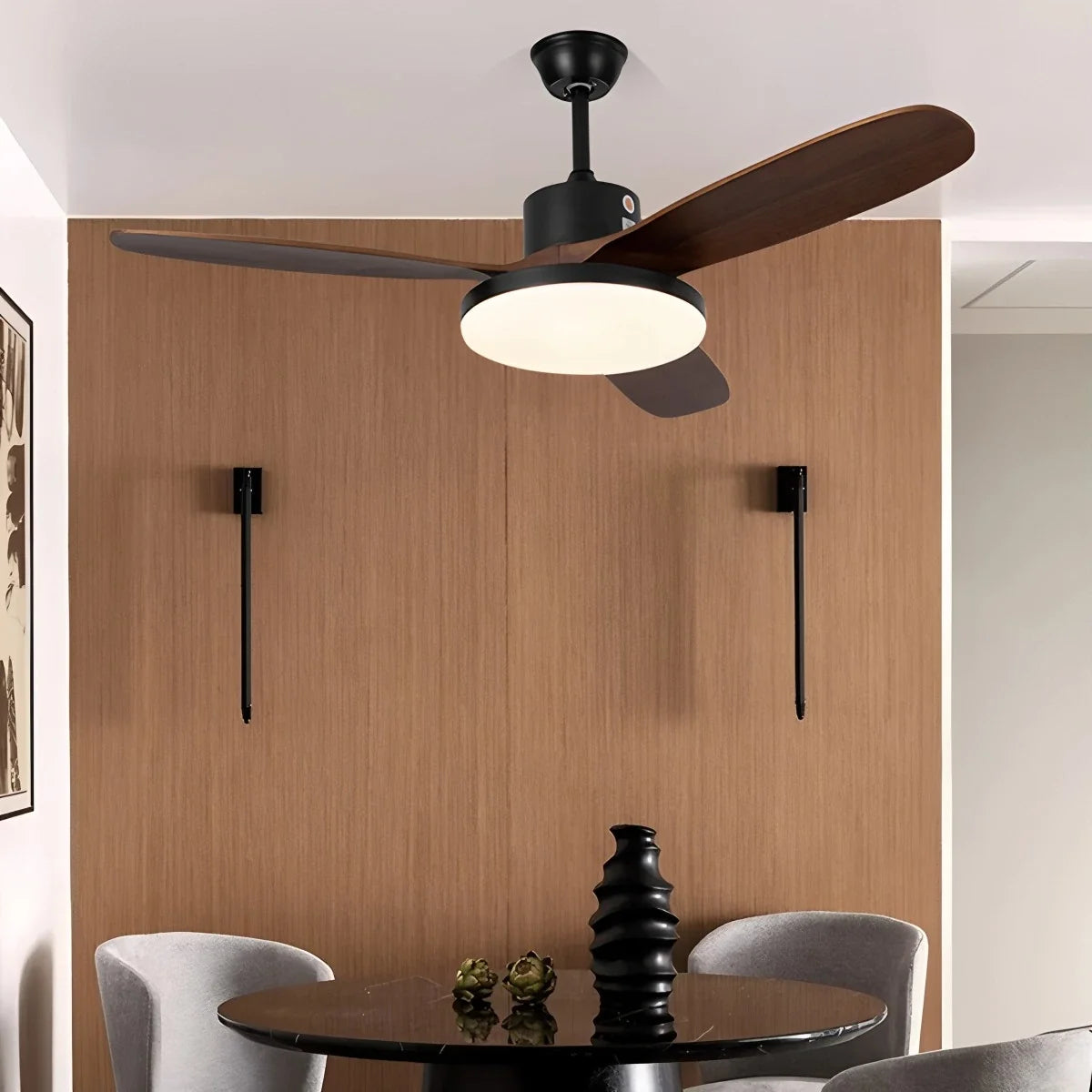 3-Blade Wood Ceiling Fan with Integrated LED Light