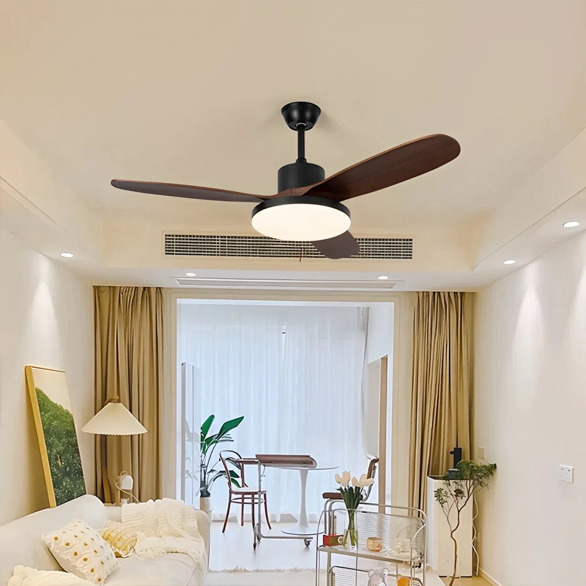 3-Blade Wood Ceiling Fan with Integrated LED Light
