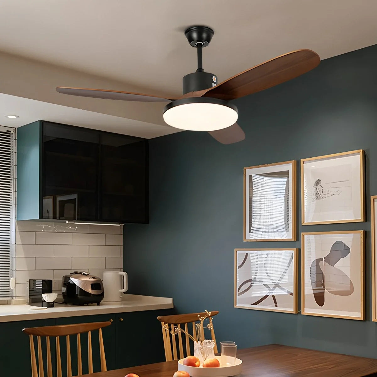 3-Blade Wood Ceiling Fan with Integrated LED Light