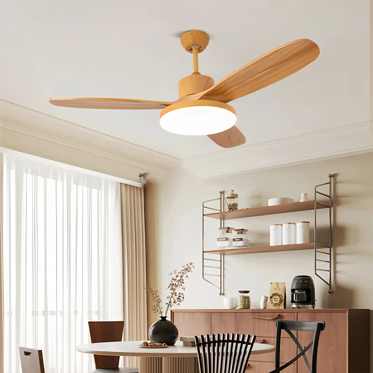 3-Blade Wood Ceiling Fan with Integrated LED Light