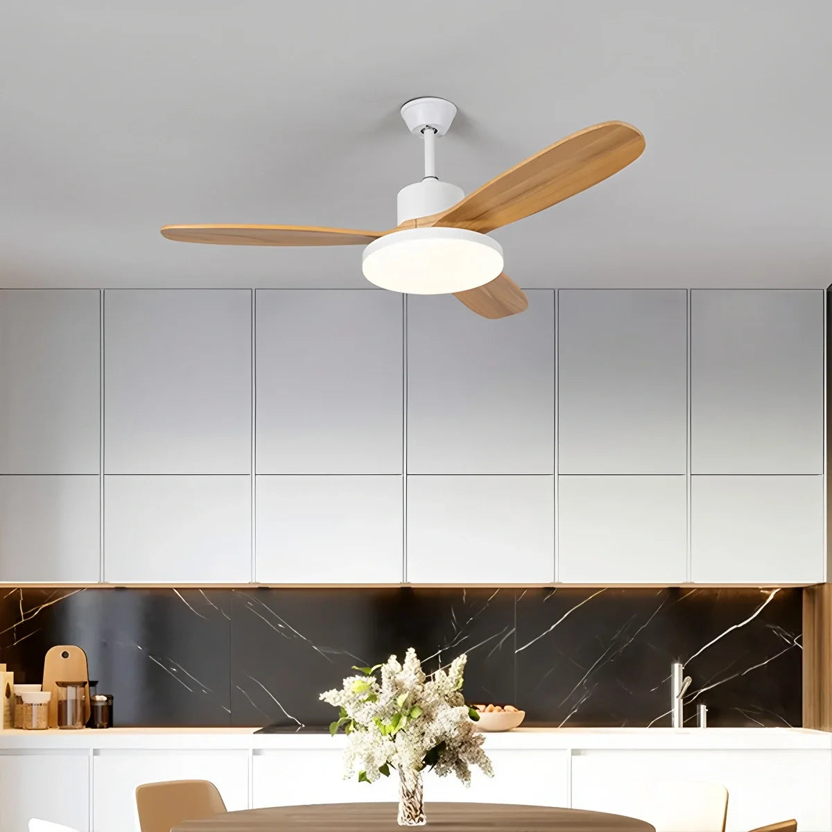 3-Blade Wood Ceiling Fan with Integrated LED Light