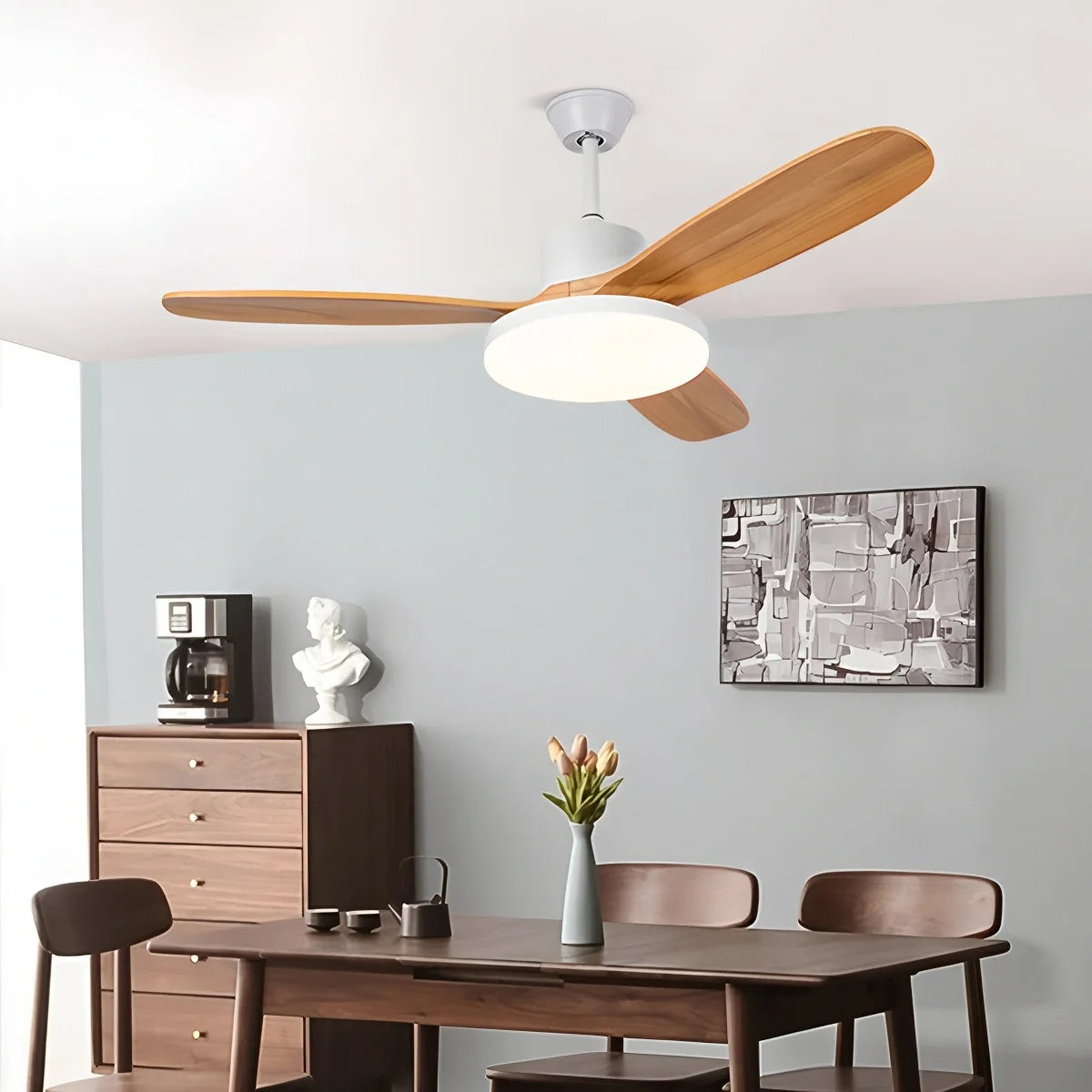 3-Blade Wood Ceiling Fan with Integrated LED Light