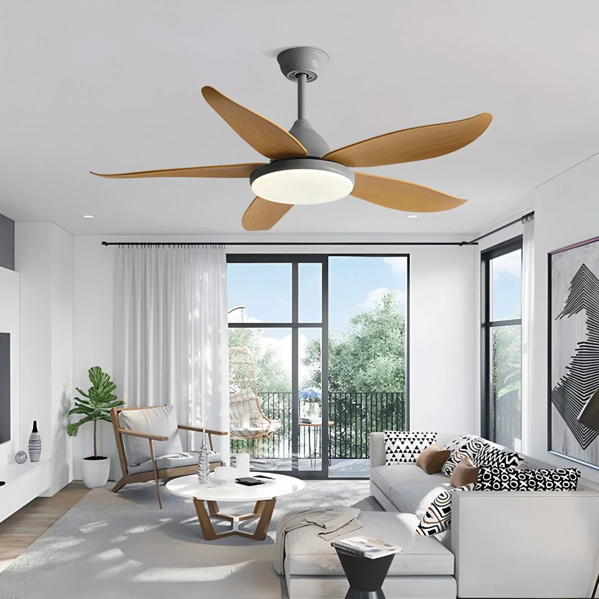 5 Blade Contemporary Ceiling Fan with LED Light