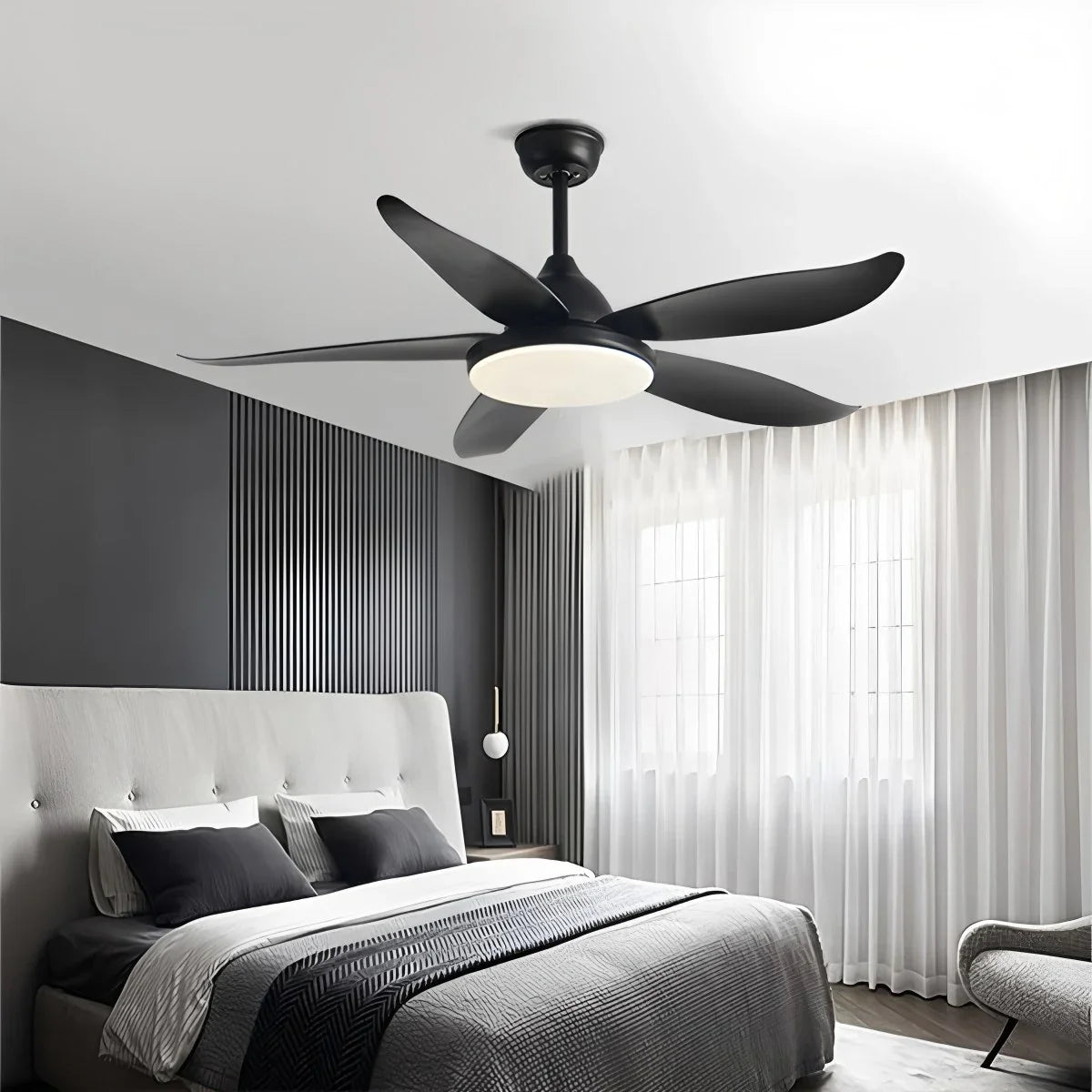 5 Blade Contemporary Ceiling Fan with LED Light
