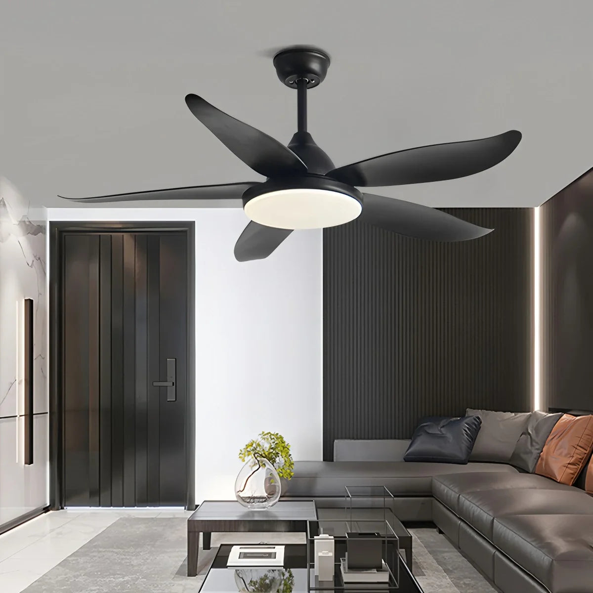 5 Blade Contemporary Ceiling Fan with LED Light