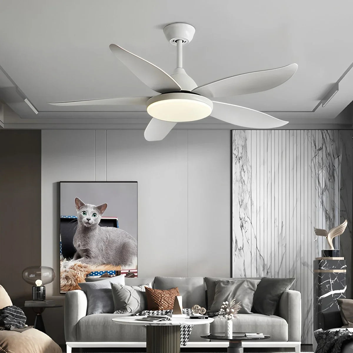 5 Blade Contemporary Ceiling Fan with LED Light