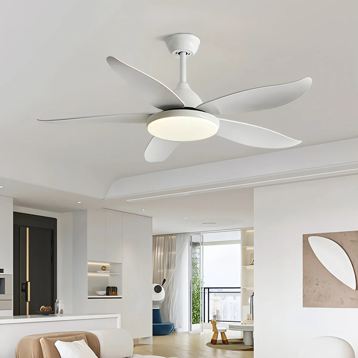 5 Blade Contemporary Ceiling Fan with LED Light