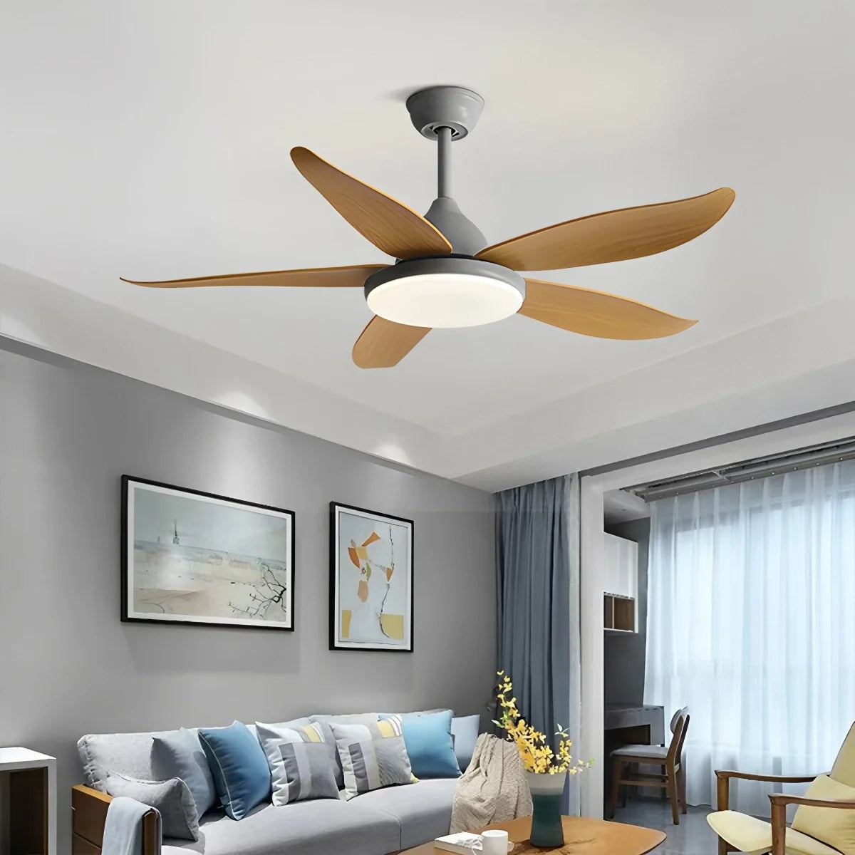 5 Blade Contemporary Ceiling Fan with LED Light