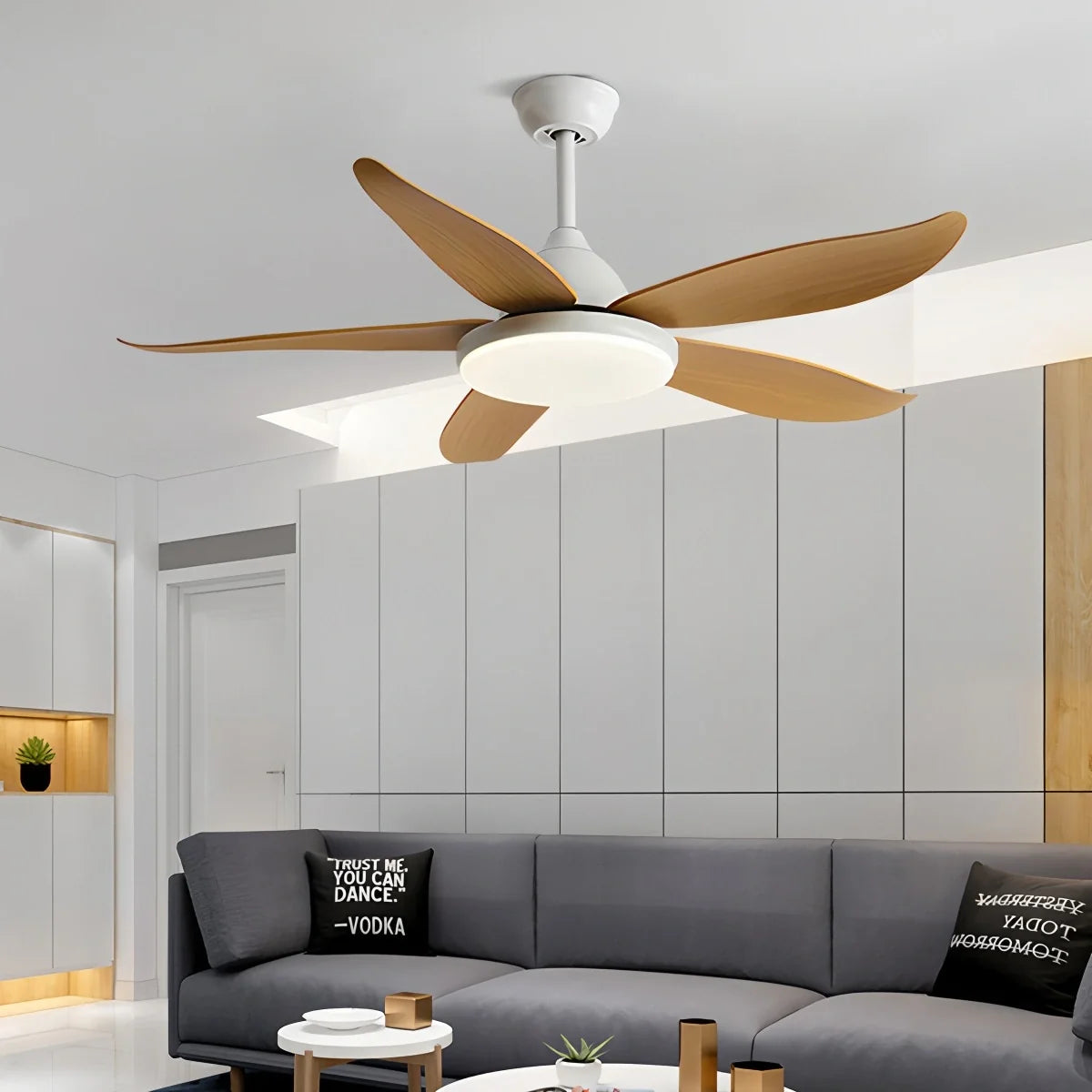 5 Blade Contemporary Ceiling Fan with LED Light