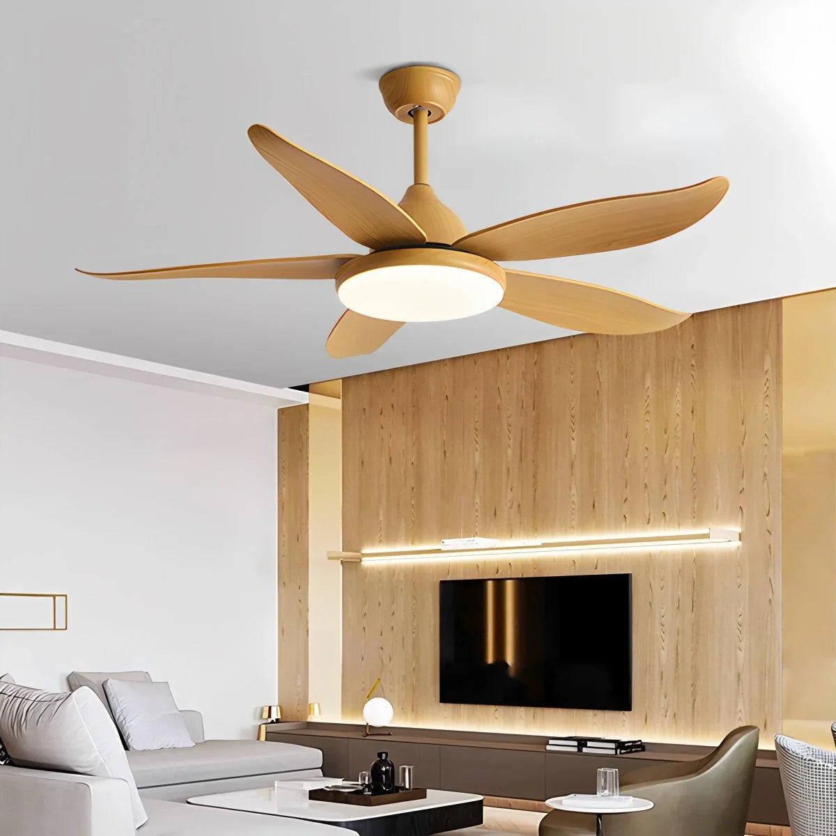 5 Blade Contemporary Ceiling Fan with LED Light