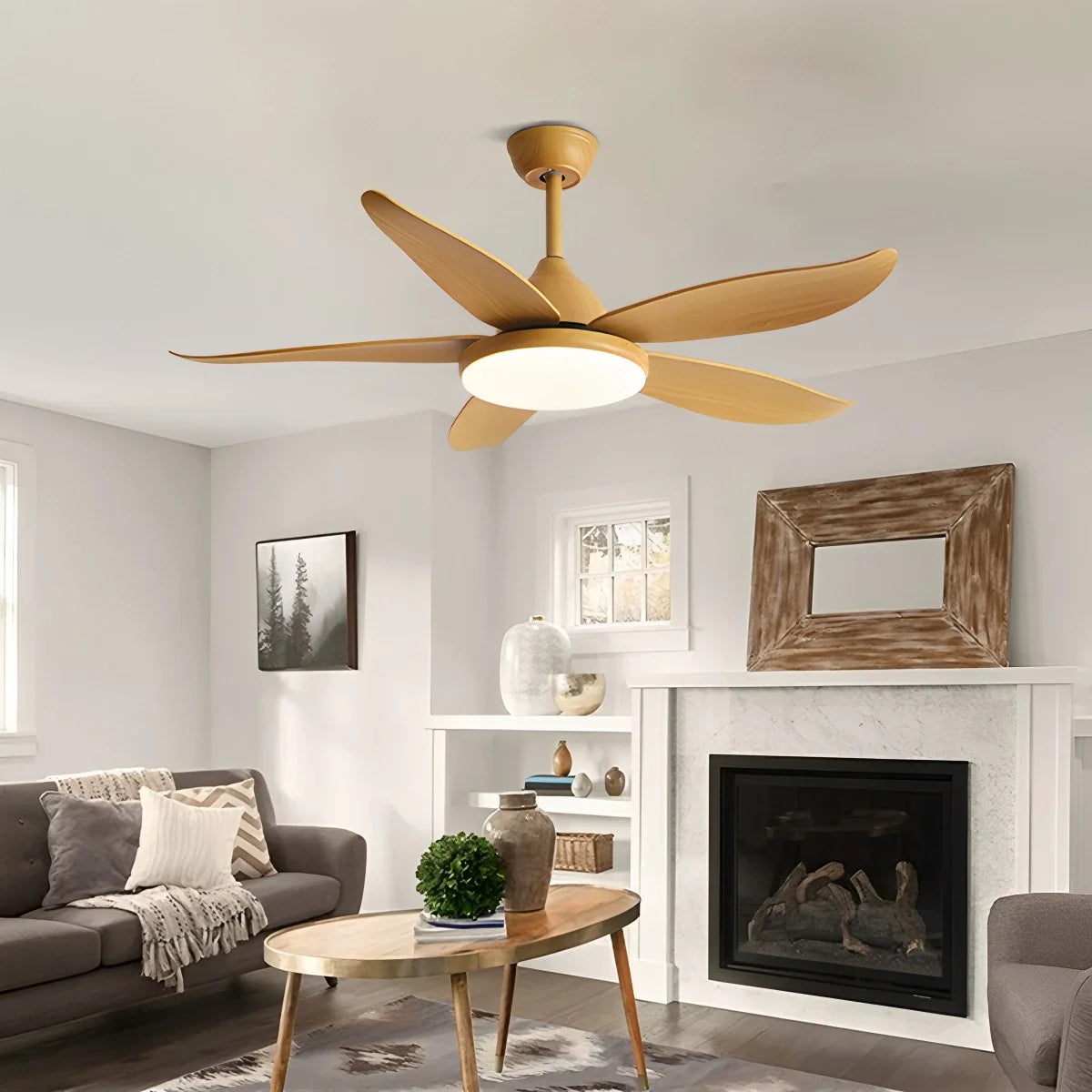 5 Blade Contemporary Ceiling Fan with LED Light
