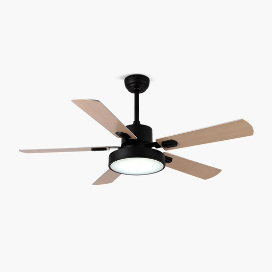 5-Blade Vintage Ceiling Fan with LED Light for Living Room