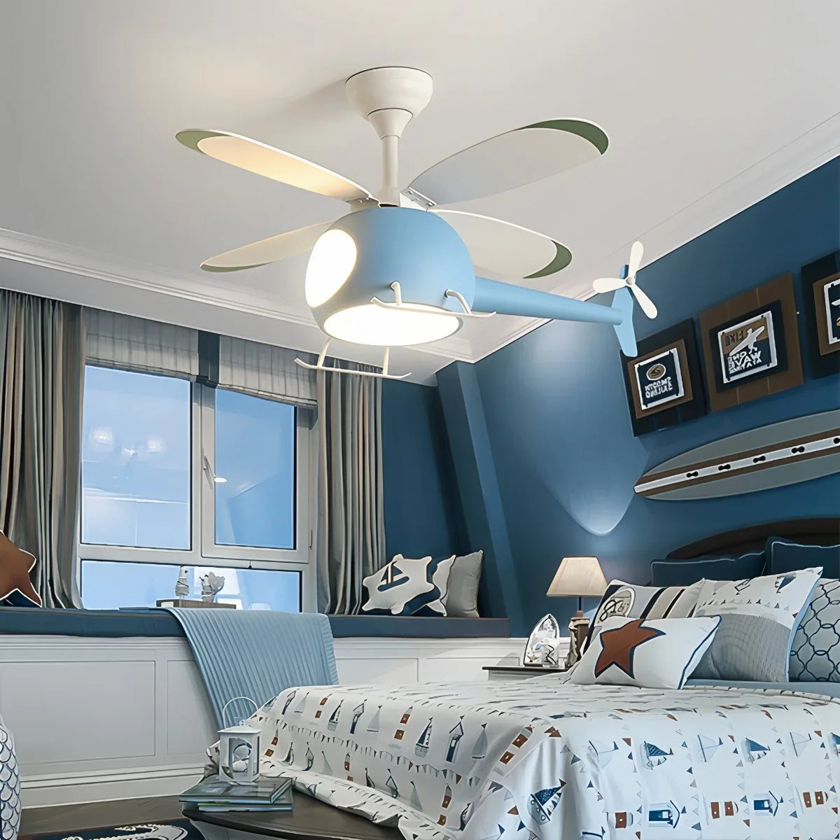 Airplane Ceiling Fan Lamp for Children's Room
