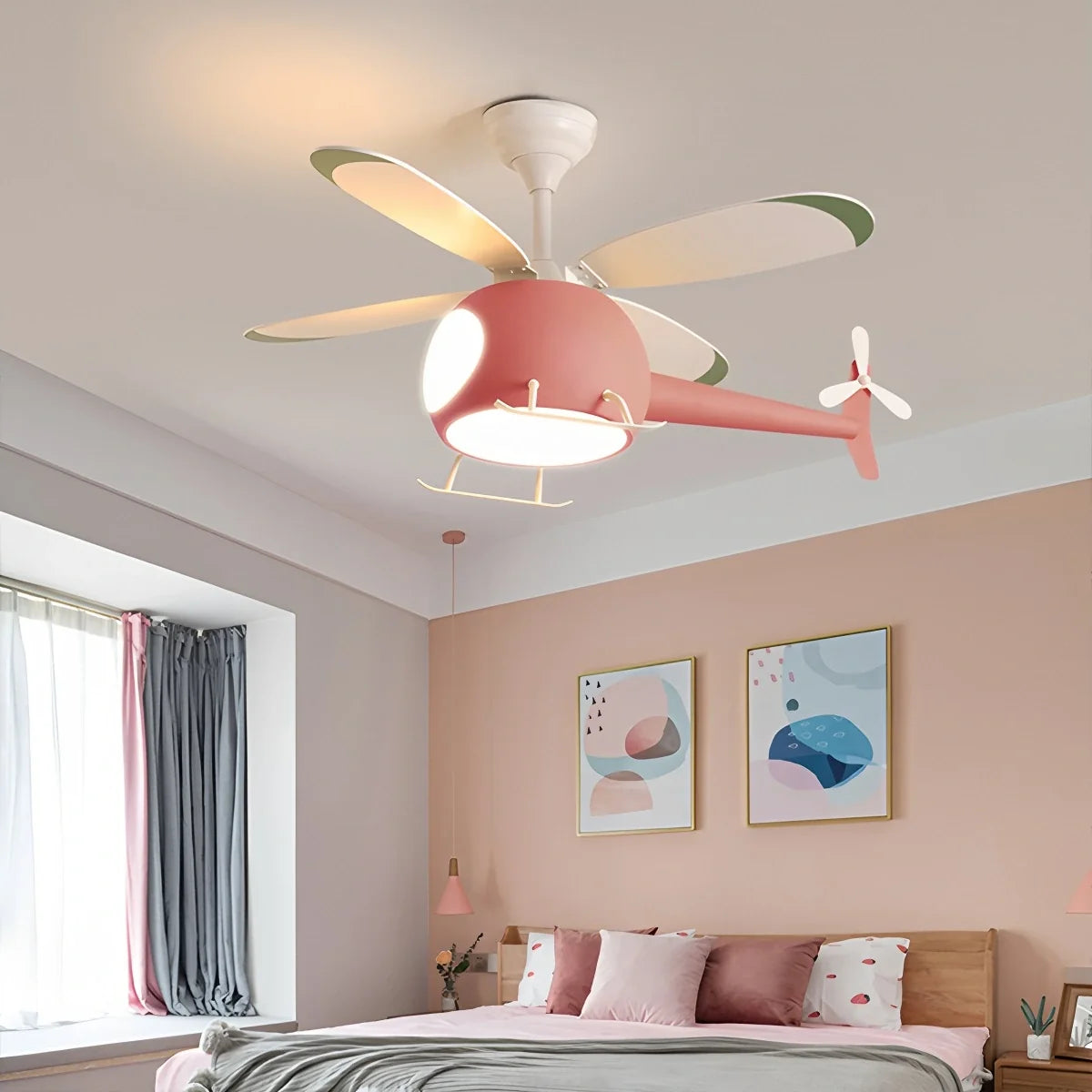 Airplane Ceiling Fan Lamp for Children's Room