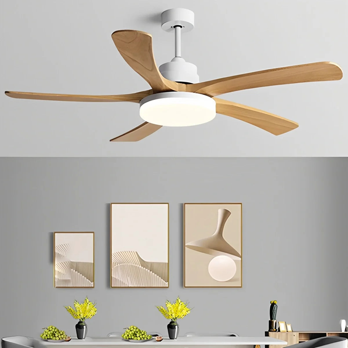 High Wind Wood Ceiling Fan Light