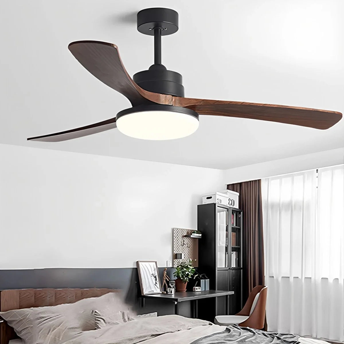 High Wind Wood Ceiling Fan Light