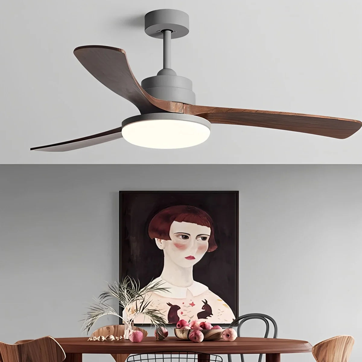 High Wind Wood Ceiling Fan Light