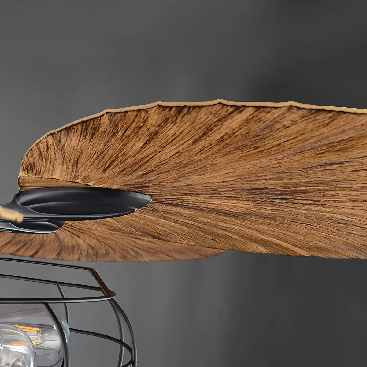 Industrial Tropical Palm Leaves Ceiling Fan Light