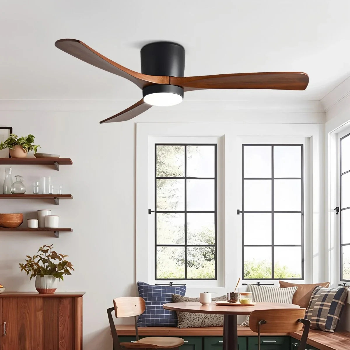 Large Low Profile Ceiling Fan with Light