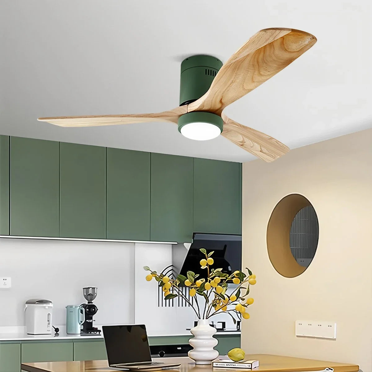 Mid-century Modern Hugger Ceiling Fan Lamp
