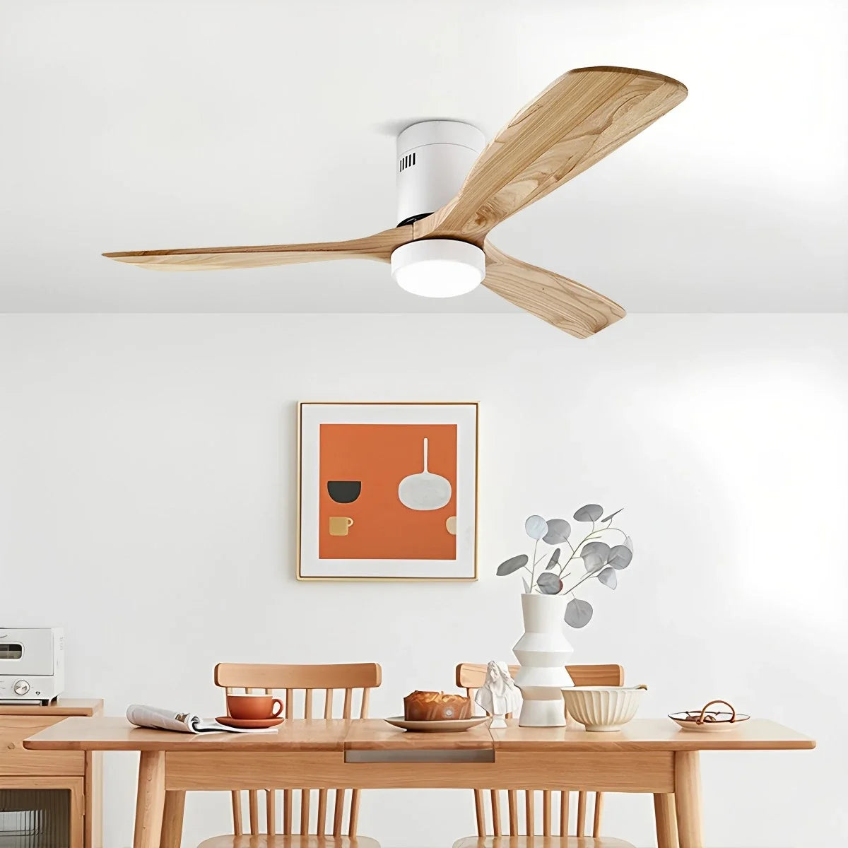 Mid-century Modern Hugger Ceiling Fan Lamp