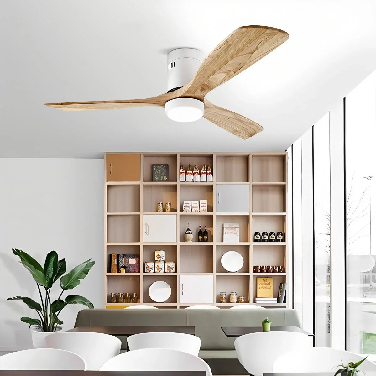 Mid-century Modern Hugger Ceiling Fan Lamp