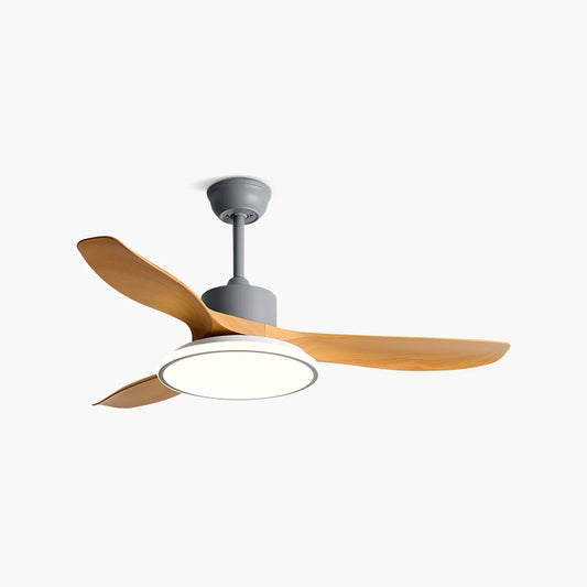 Modern 3-Blade Ceiling Fan with LED Light — Oak or White, 42"/48"/52"