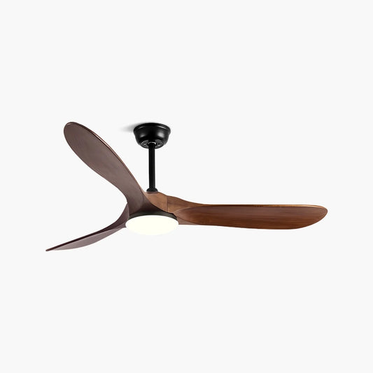 Nordic Solid Wood Ceiling Fan with LED Light — Carbon Steel Shell, 42"/52"