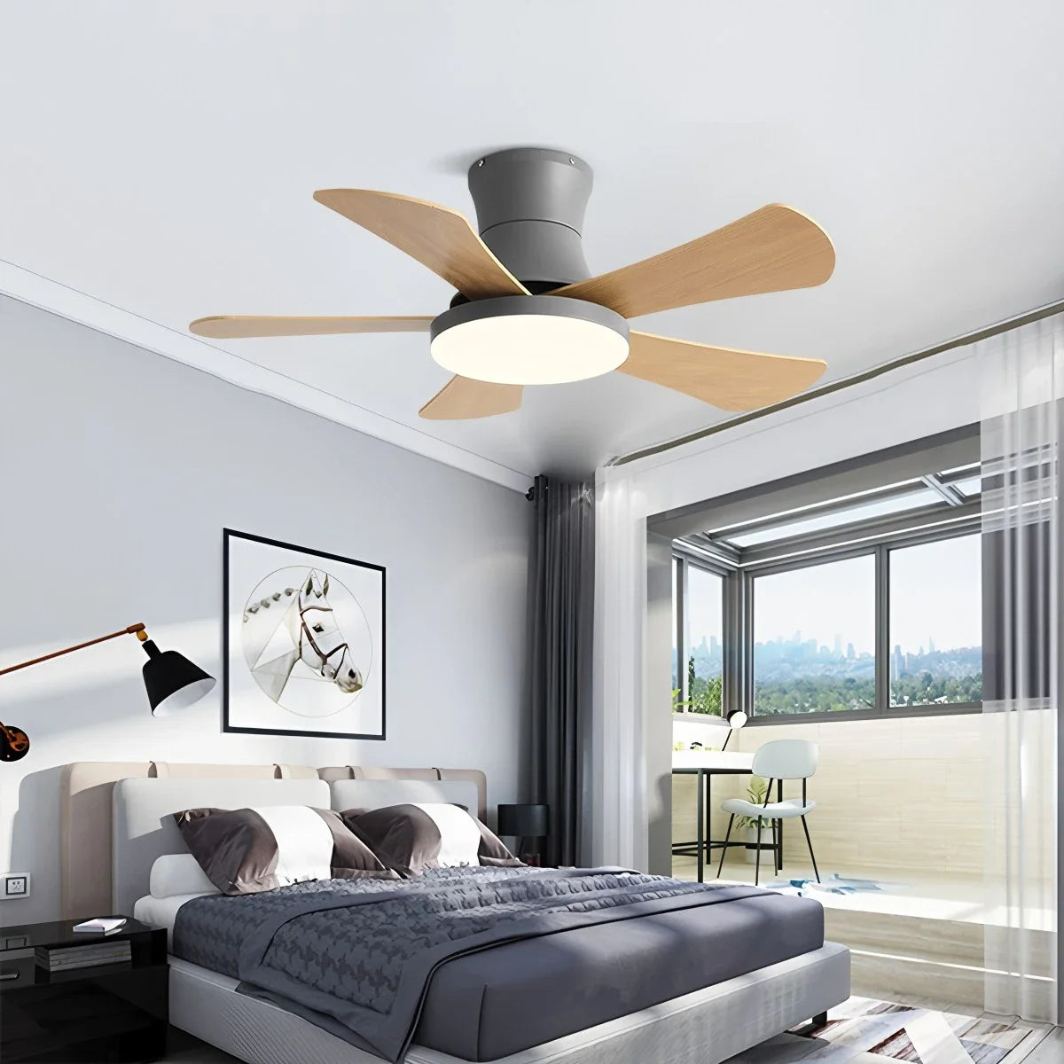 Scandi Low Profile Ceiling Fan with Light