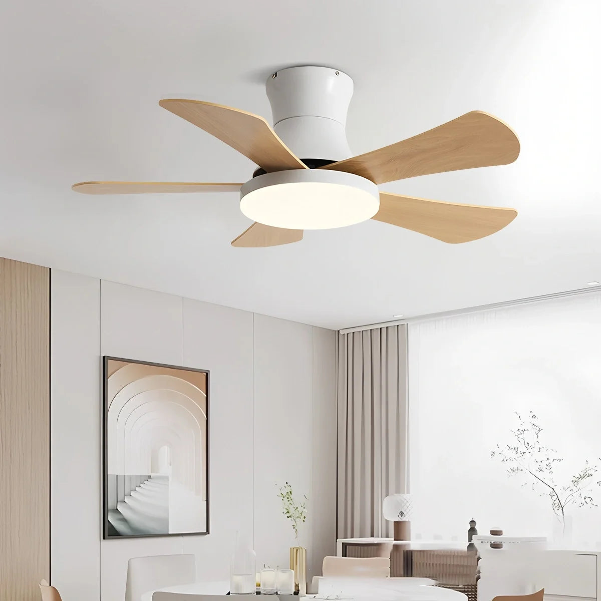 Scandi Low Profile Ceiling Fan with Light