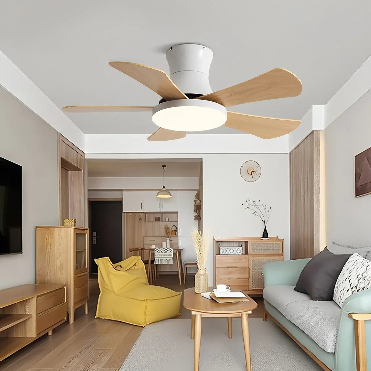 Scandi Low Profile Ceiling Fan with Light