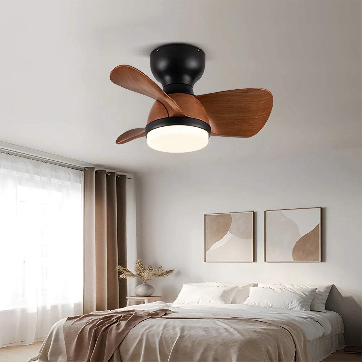 Small Flush Mount Ceiling Fan with Light