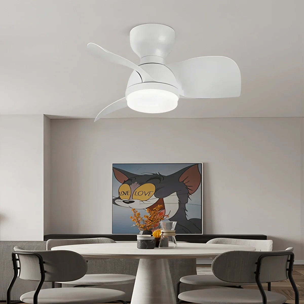 Small Flush Mount Ceiling Fan with Light