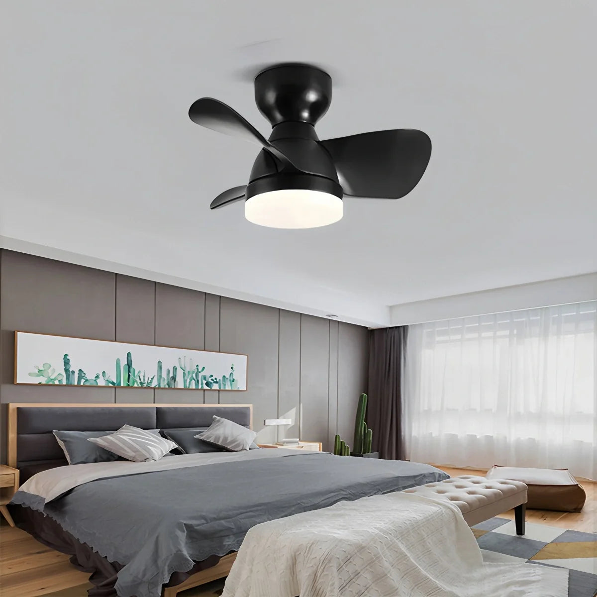 Small Flush Mount Ceiling Fan with Light