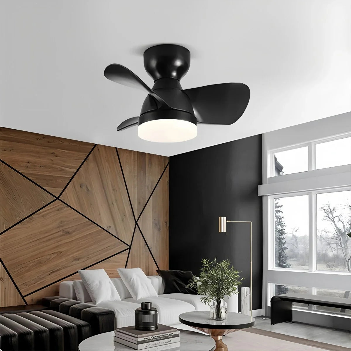 Small Flush Mount Ceiling Fan with Light