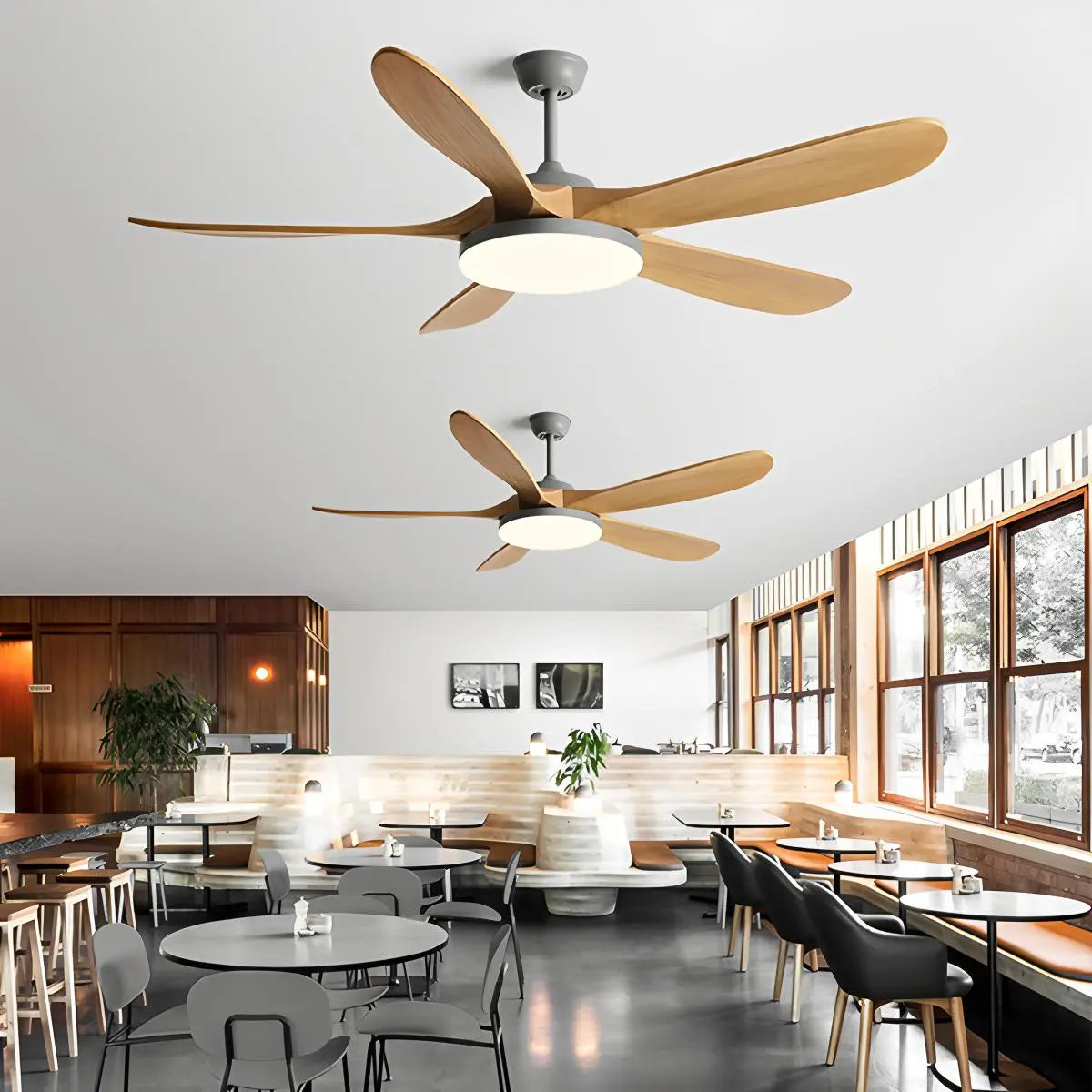 5-Blade Wood Ceiling Fan with LED Light