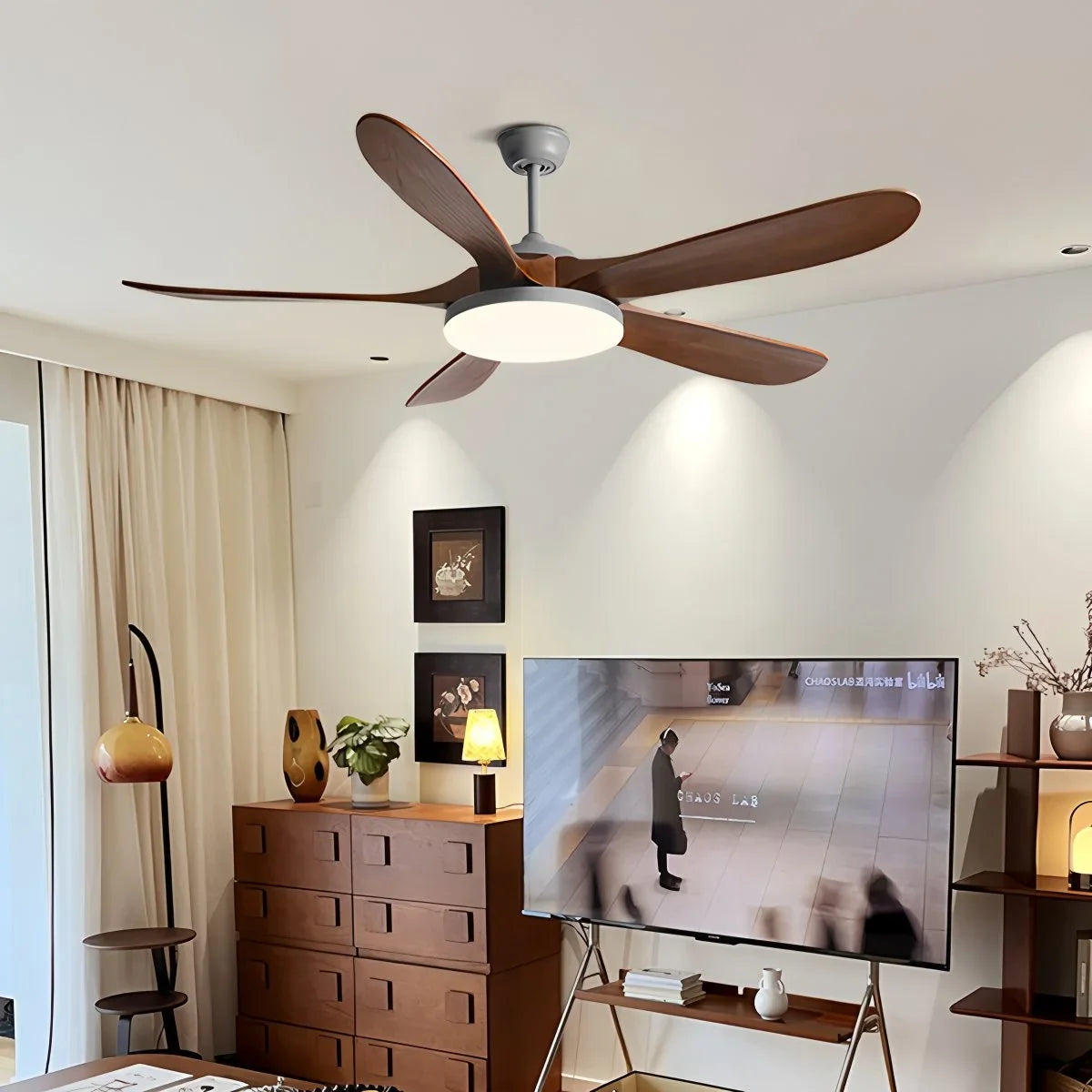 5-Blade Wood Ceiling Fan with LED Light