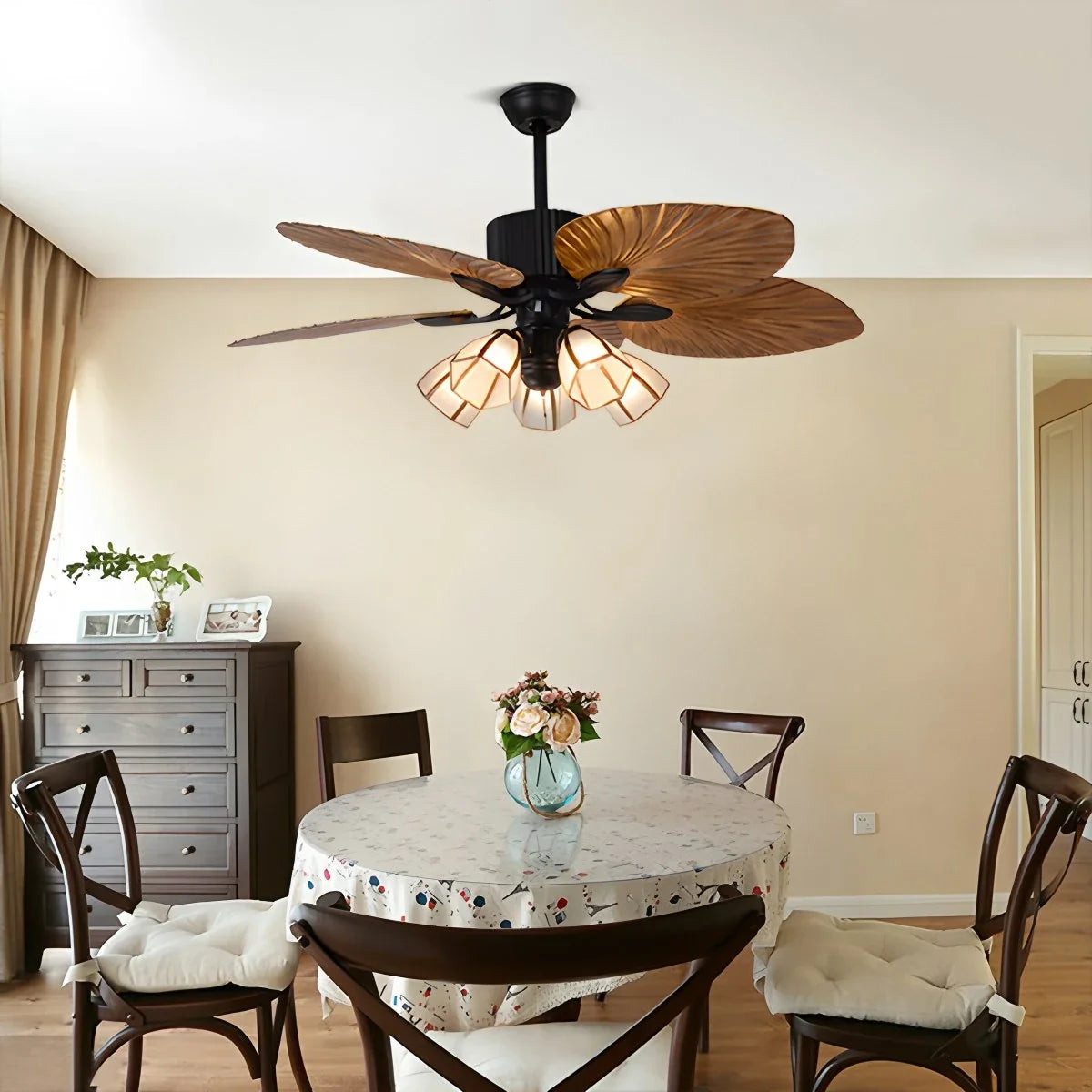 Tropical Palm Leaves Ceiling Fan with Light